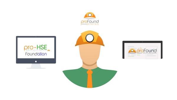 Various logos from proFound Mining, pro-HSE, Foundation. Also an icon of a person wearing a Hard Hat from the proFound Mining logo